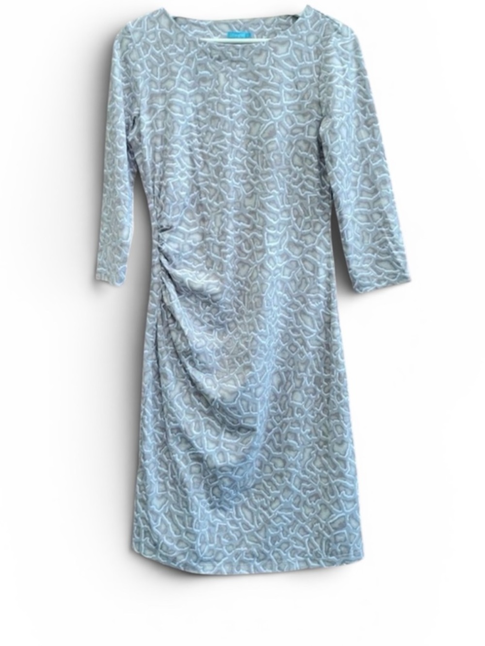 J. Mclaughlin Animal Print Sage Dress Catalina Cloth Ruched Giraffe xl - Picture 2 of 3